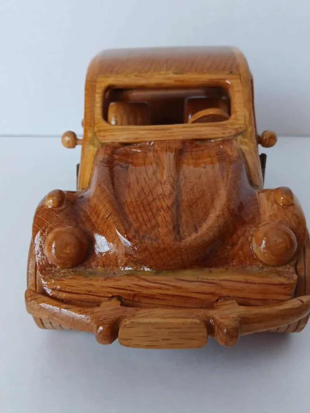 Handmade Oak Model Volkswagen  - 10 in (L)  x 4.5 in (W) - Working Doors/Wheels